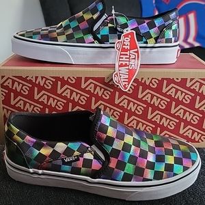 Vans slip ons. Multi colored, checkered shoe